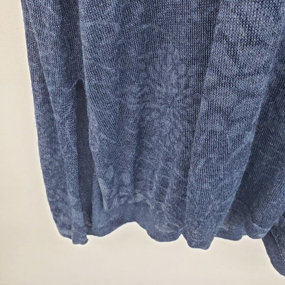 Pure J. Jill Womens Navy Blue Linen Blend Blouse Top Size L Floral Short Sleeve - Picture 6 of 16